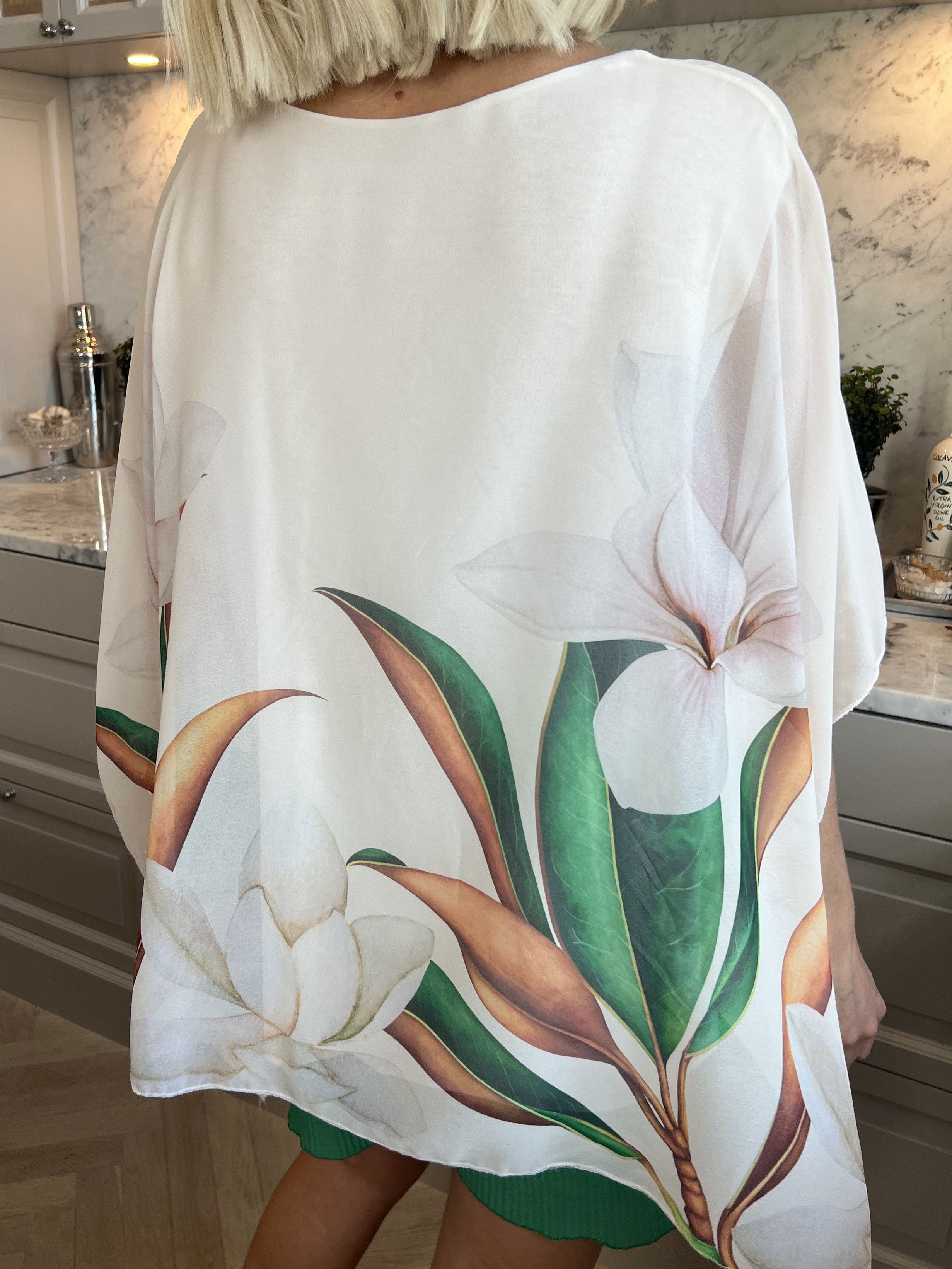 Mian - Farverig tunika med chiffonlag